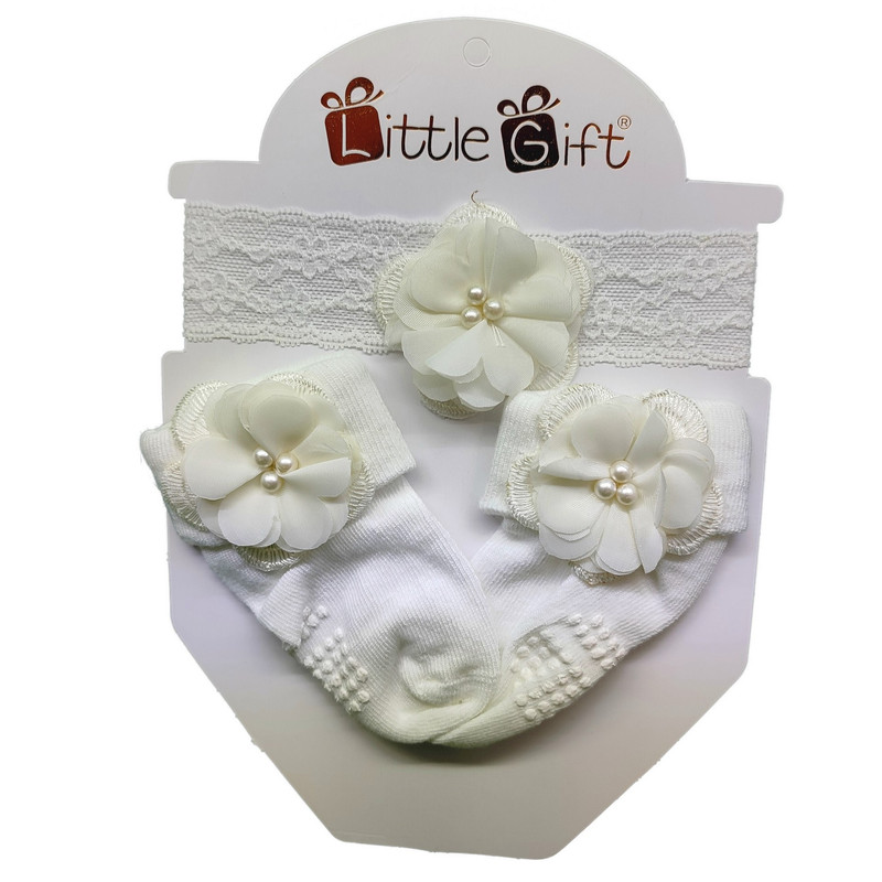 ست هدبند و جوراب نوزادی مدل little gift