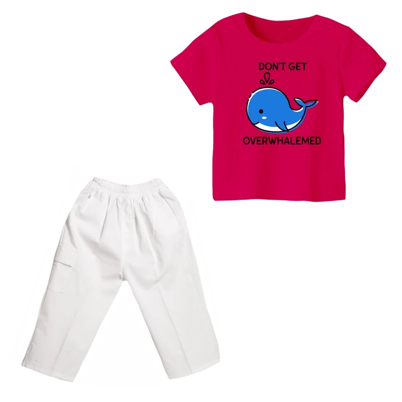 ست تی شرت و شلوارک دخترانه مدل نهنگ کد ۵