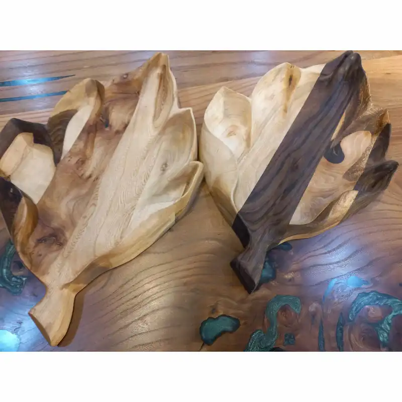 ظرف سرو چوبی گوراب چوب طرح دفرمه مدل روستیک کد AL4005