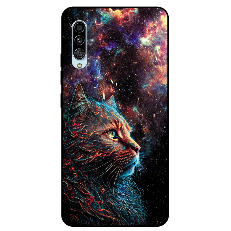 کاور مگافون طرح گربه کهکشانی مدل 4203 مناسب برای گوشی موبایل سامسونگ Galaxy A90 5G         