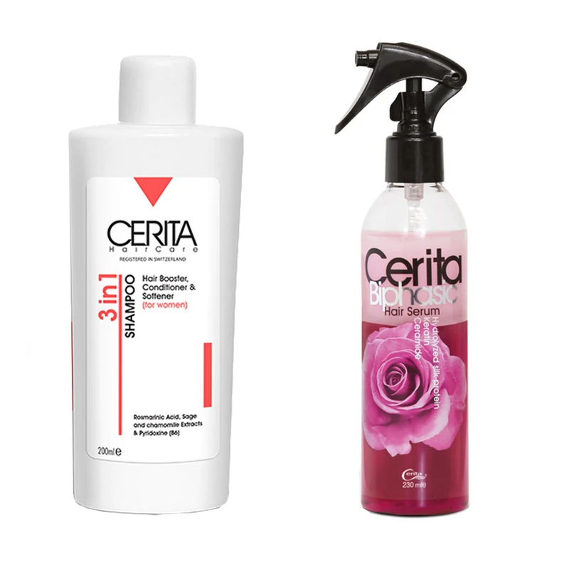 پک شامپو مو مخصوص بانوان و سرم دو فاز سریتا مدل Hair2 مجموعه 2 عددی