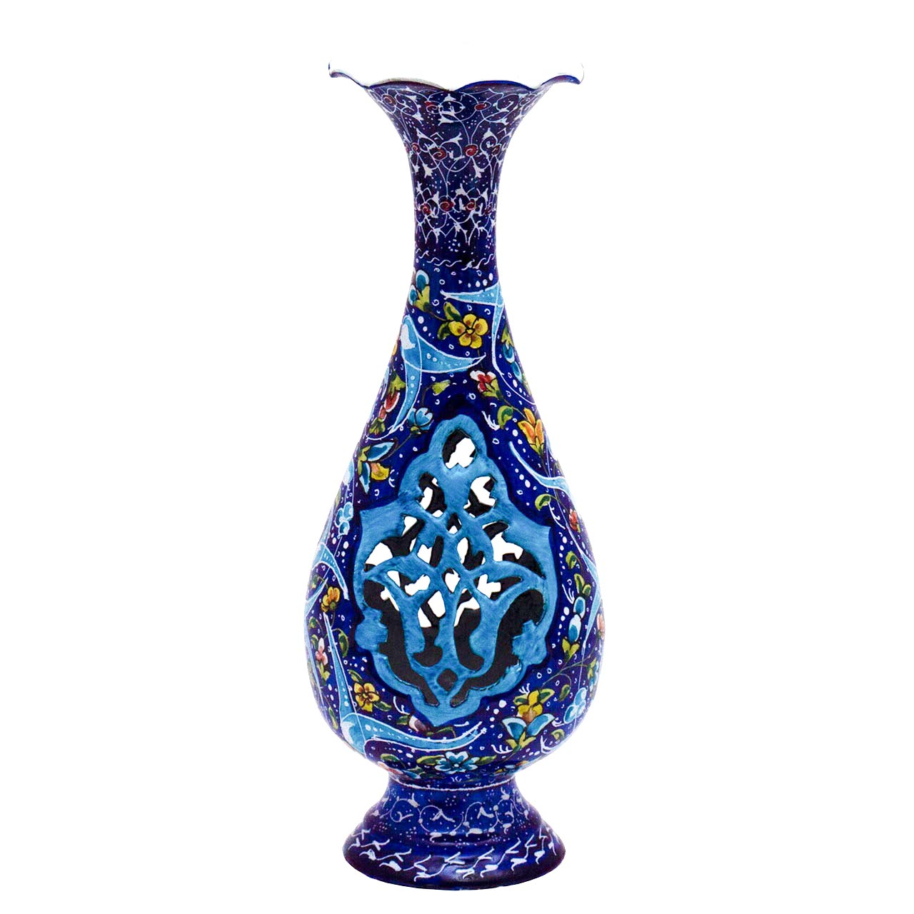 گلدان میناکاری مسی رستا طرح صراحی 143-12-102 ارتفاع 20 سانتی متر