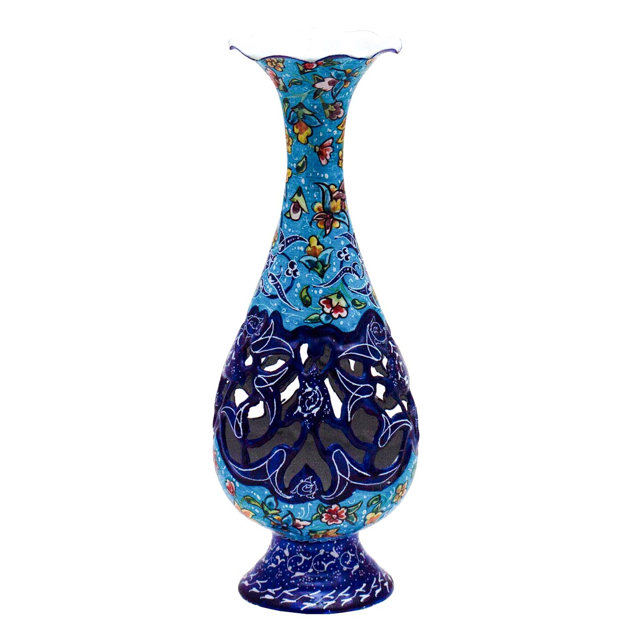 گلدان میناکاری مسی رستا طرح صراحی 144-12-102 ارتفاع 20 سانتی متر