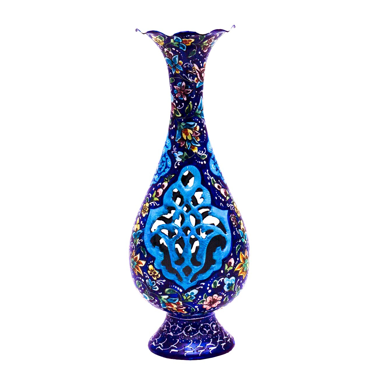گلدان میناکاری مسی رستا طرح صراحی 141-12-102 ارتفاع 20 سانتی متر