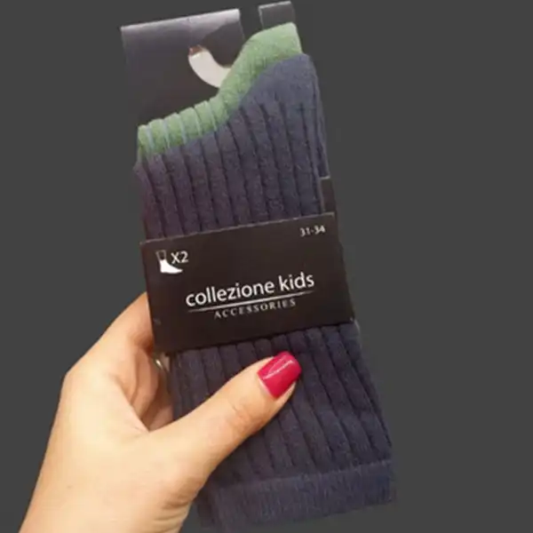 جوراب ساق بلند بچگانه کولزیون مدل اسپرت مجموعه 2 جفتی