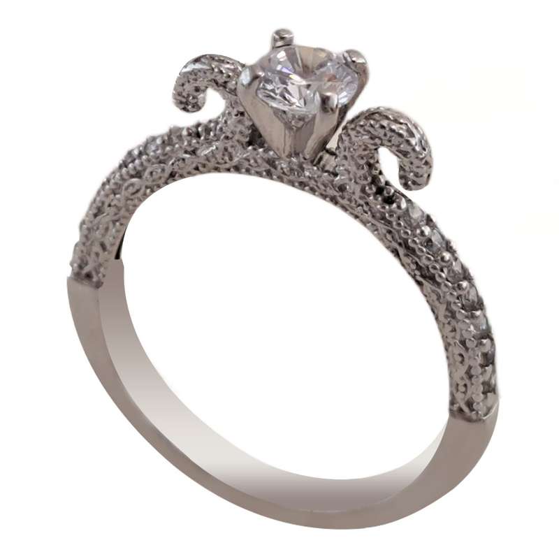 انگشتر نقره زنانه ملک زیور مدل  حلقه سولیتر طرح جواهر کد 32