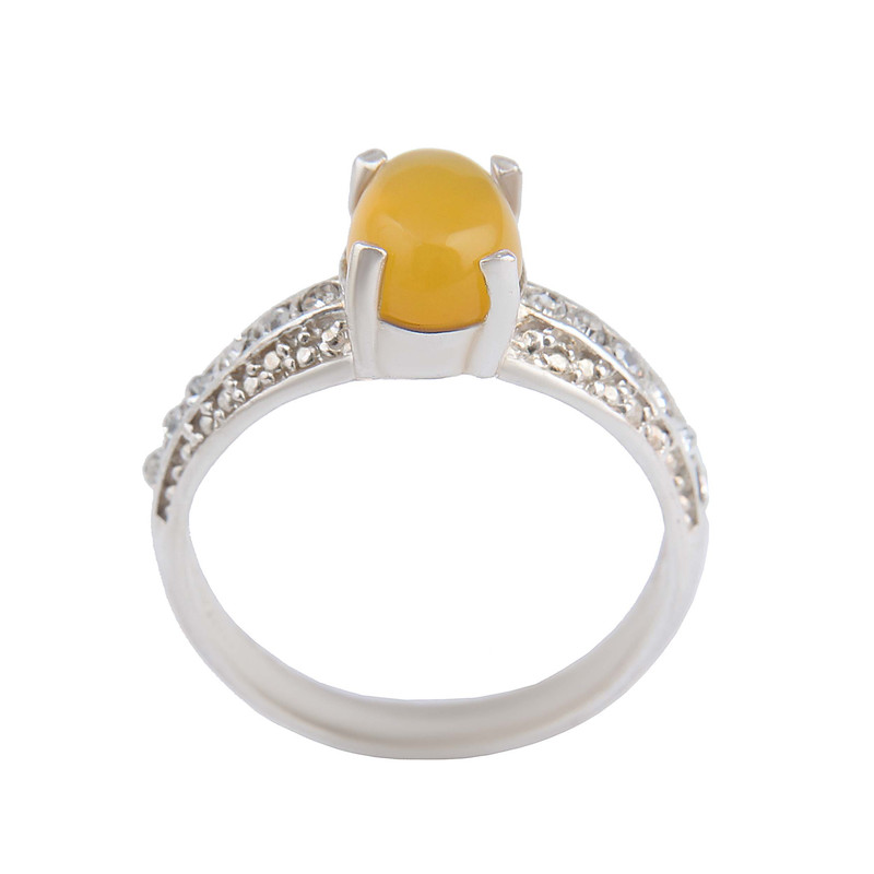 انگشتر نقره زنانه بازرگانی میلادی مدل سنگ عقیق شرف الشمس نگین برلیان بدون ریزش کد AW_681