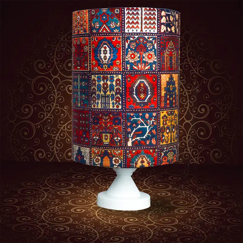 لوستر مدل ترمه سنتی به همراه آباژور رومیزی