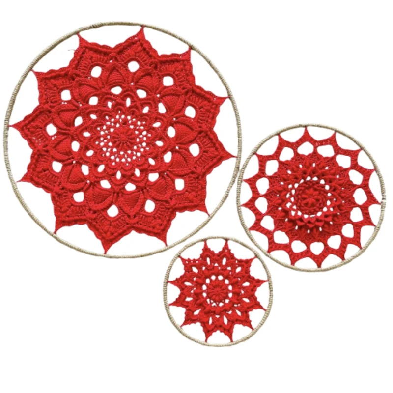 دیوارکوب بافتنی مدل ماندالا مجموعه ۳ عددی