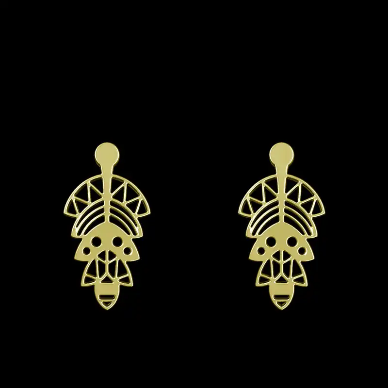 گوشواره طلا 18 عیار زنانه مدوپد مدل هندسی کد GA1-14984