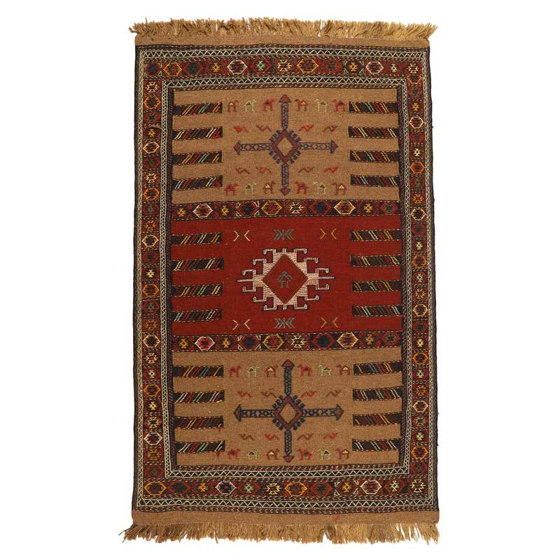 گلیم دستبافت دومتری طرح سفره کردی کد 1405167