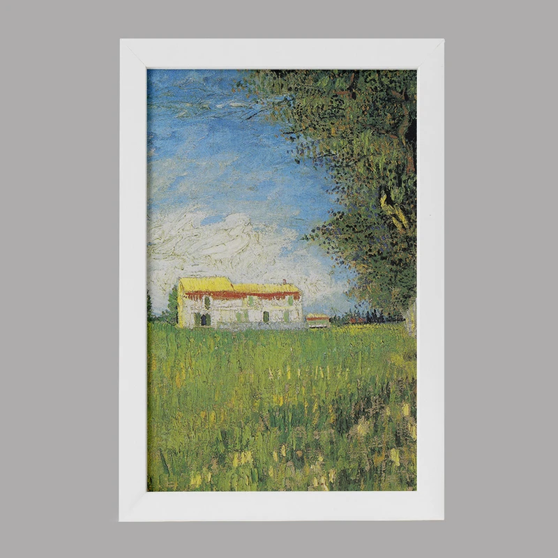 تابلو خندالو مدل خانه در مزرعه گندم ونسان ونگوگ (Van Gogh) کد 36786