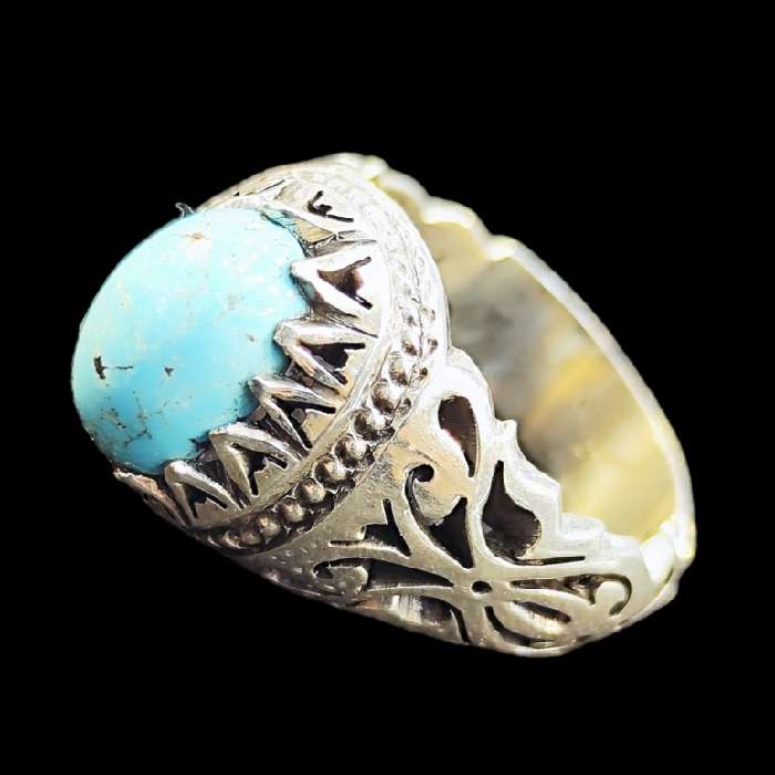 انگشتر نقره مردانه مدل سنگ فیروزه نیشابور کد 613 انگشتر نقره مردانه مدل سنگ فیروزه نیشابور کد 613