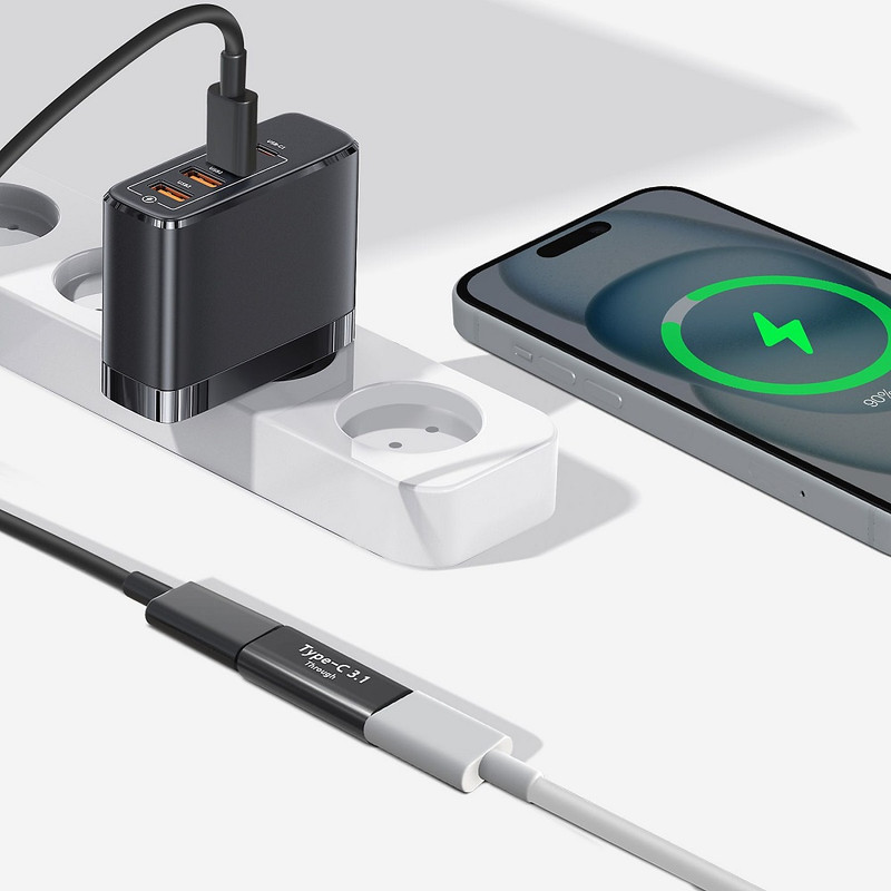 مبدل USB-C به USB-C مدل Through بسته دو عددی