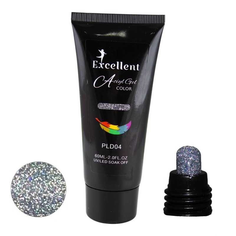 پلی ژل کاشت ناخن اکسلنت مدل دیسکو شماره PLD04 حجم 60 میلی لیتر