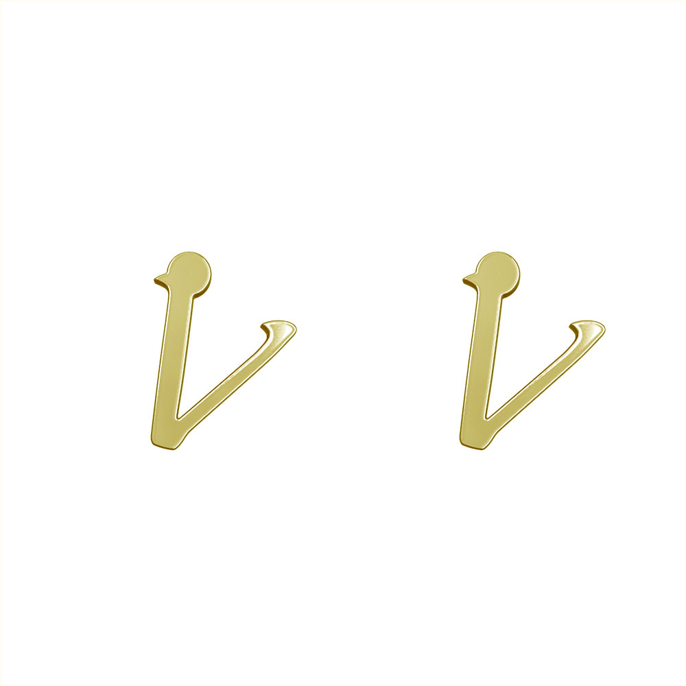 گوشواره طلا 18 عیار زنانه مدوپد مدل حرف V کد GA1-16934