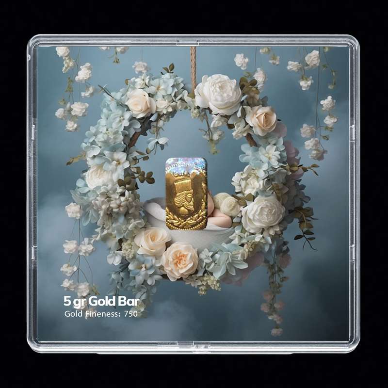 شمش طلا 18 عیار مدوپد مدل نوزاد کد SG-10283