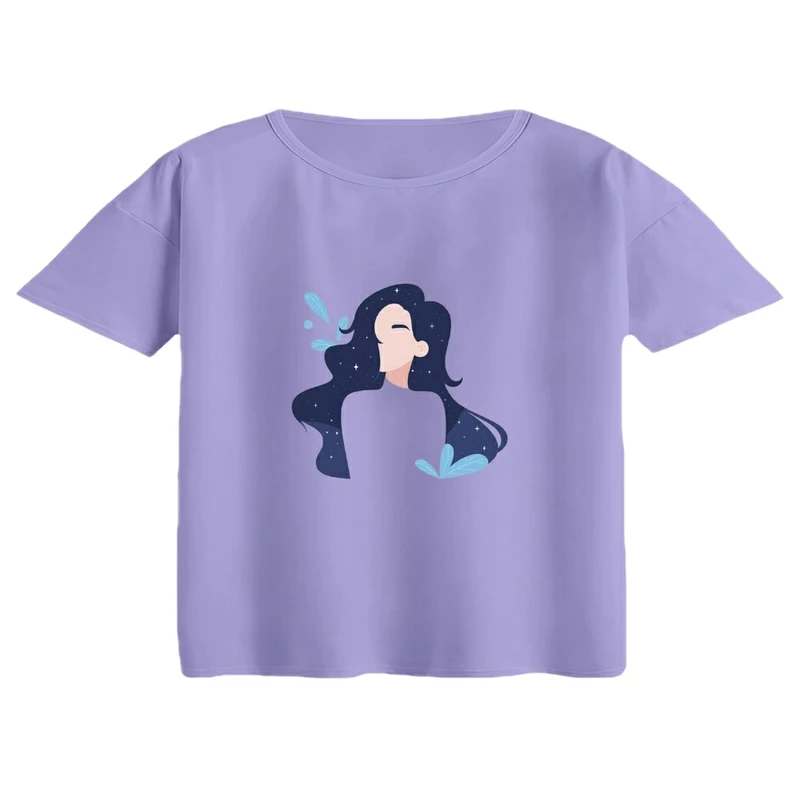 کراپ تی‌شرت آستین کوتاه زنانه مدل دخترمینیمال