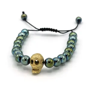 دستبند نقره گالری ساج طرح اسکلت قلم کاری با سنگ