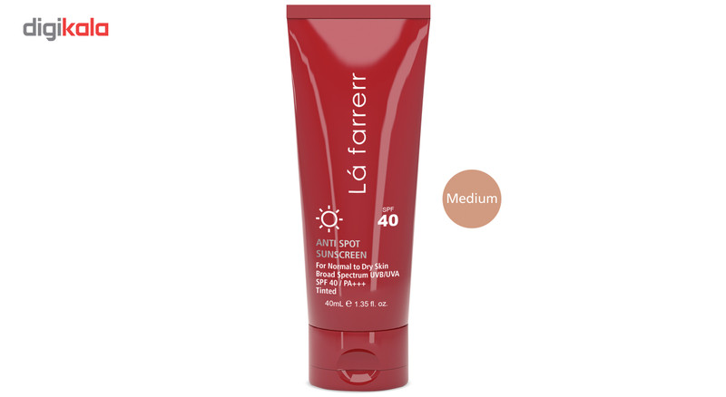 کرم ضد آفتاب رنگی لافارر مدل SPF40 محافظ UVA ،UVB و +++PA، ضد لک، مناسب پوستهای خشک و معمولی حجم 40 میلیلیتر کرم ضد آفتاب رنگی لافارر مدل SPF40 محافظ UVA ،UVB و +++PA، ضد لک، مناسب پوستهای خشک و معمولی حجم 40 میلیلیتر
