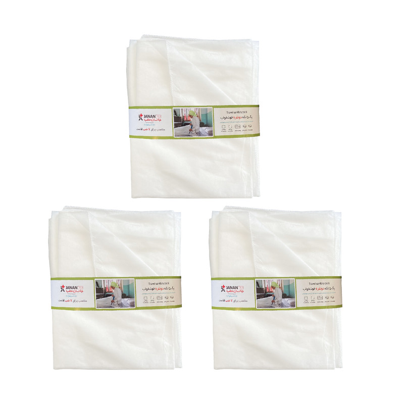 سرویس ملحفه یکبار مصرف جانان طب مدل دونفره مسافرتی پنج تکه مجموعه 3 عددی