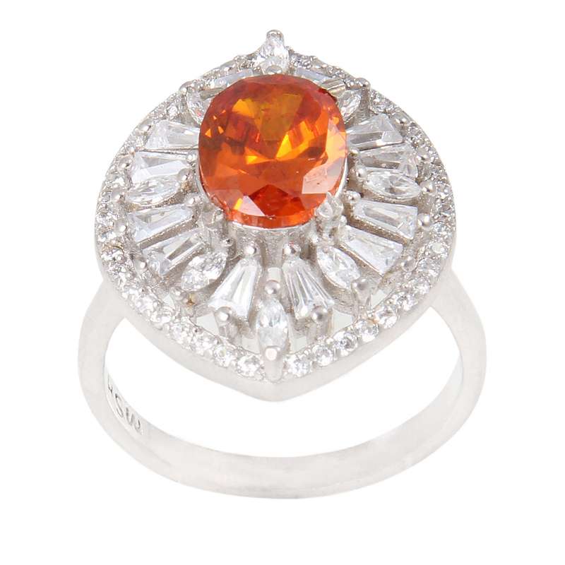 انگشتر نقره زنانه بازرگانی میلادی مدل سنگ کوارتز کد AWR_738