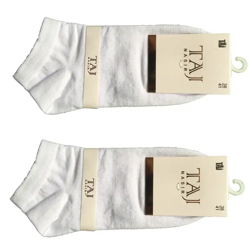 جوراب زنانه مدل مچی ساده رنگ سفید بسته 2 عددی