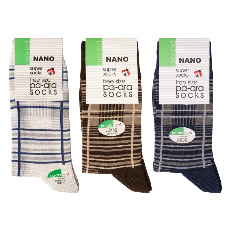 جوراب ساق بلند مردانه پاآرا مدل نانو 30 کد 1063 مجموعه 3 عددی