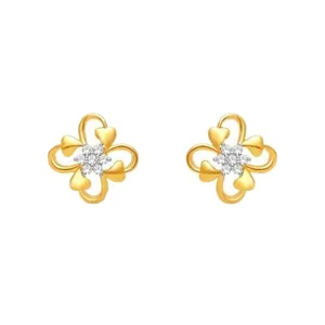 گوشواره طلا 18 عیار زنانه قیراط مدل گل کد GH1334