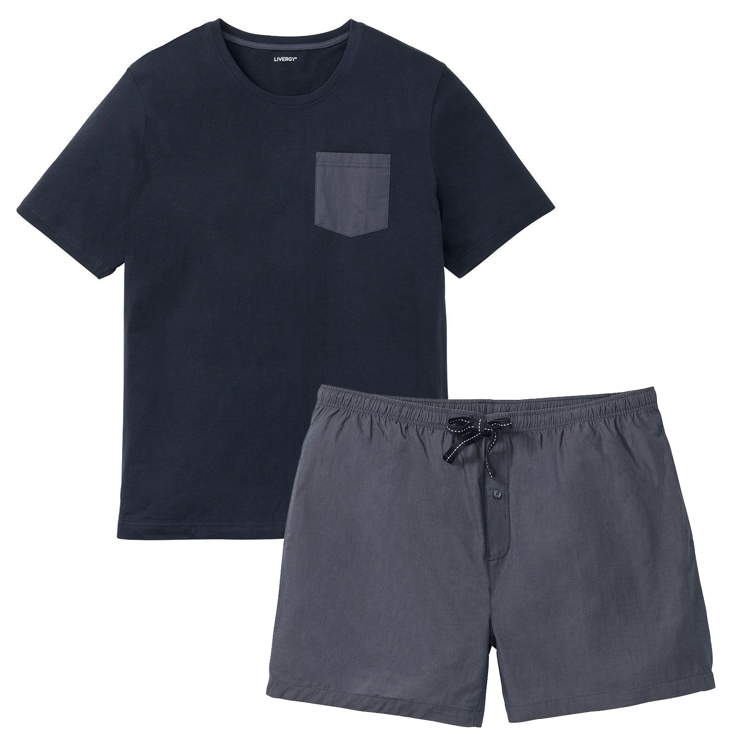 ست تی شرت و شلوارک مردانه لیورجی مدل روناک کد Plus2022 رنگ نوک مدادی