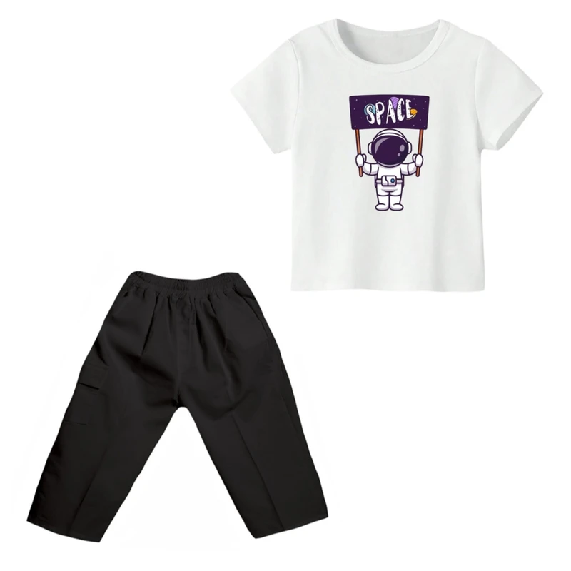ست تی شرت و شلوارک پسرانه مدل فضانورد کد ۵