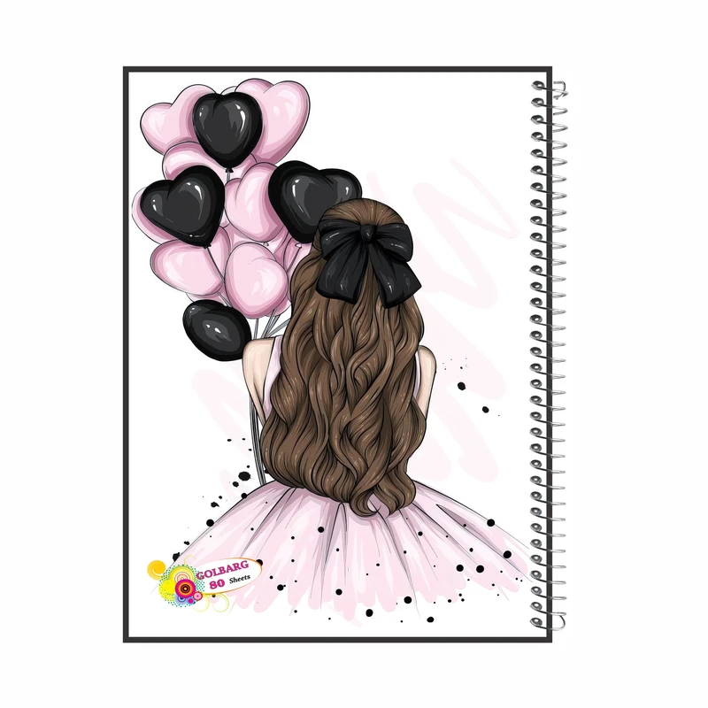 دفتر مشق 80 برگ گلبرگ طرح دخترانه کد 801028