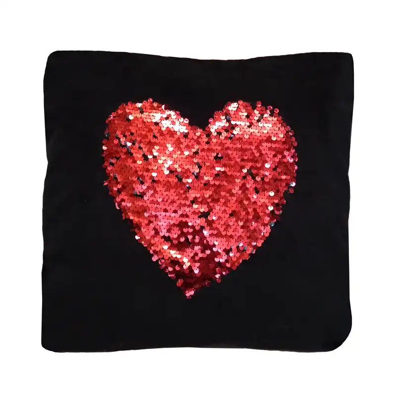 کاور کوسن مدل مخمل قلب پولکی دو طرفه