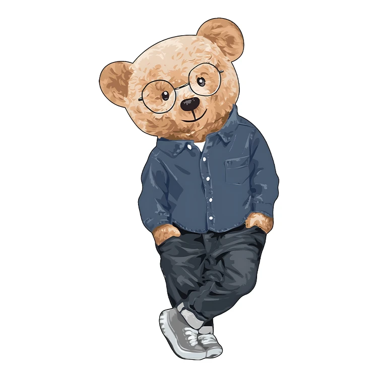 استیکر پارچه و لباس پاد آفرین مدل کارتونی طرح خرس پولو کد S3513