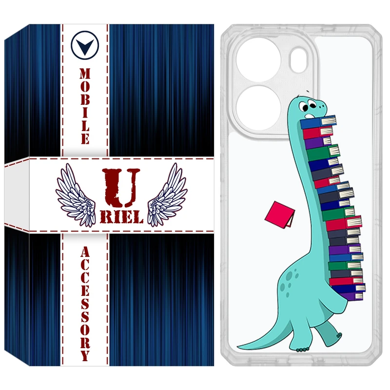 کاور یوریل مدل Clear کد 17 طرح دایناسور کتابخوان مناسب برای گوشی موبایل شیائومی Poco X7 Pro