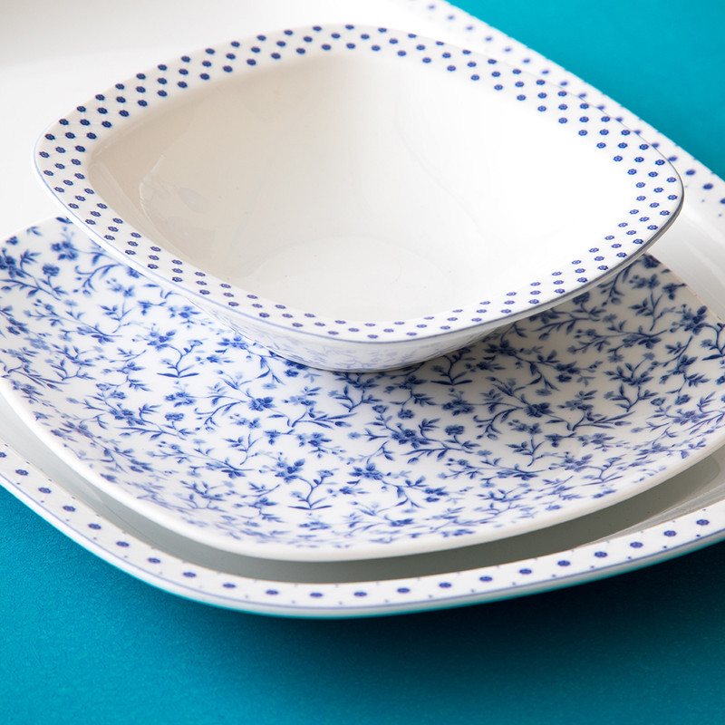 سرویس غذاخوری 27 پارچه چینی زرین ایران مدل کواترو ورنیکا درجه 3