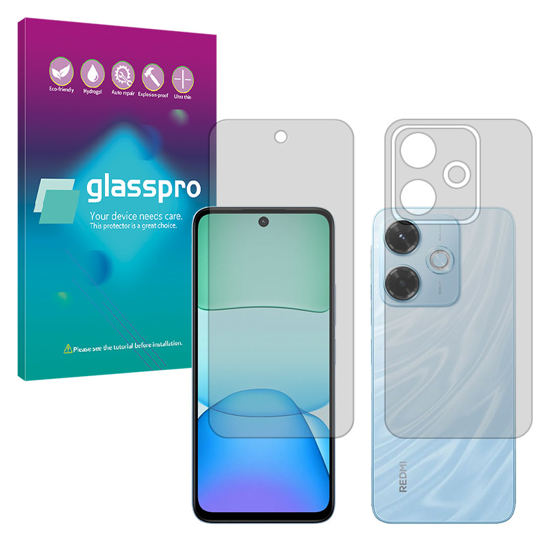 محافظ صفحه نمایش شفاف گلس پرومدل Resistant مناسب برای گوشی موبایل شیائومی Redmi 13x به همراه محافظ پشت گوشی 