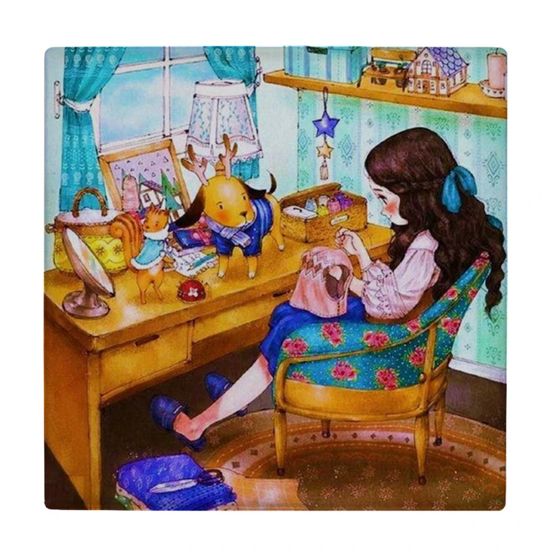  زیر لیوانی طرح دختر بچه و سگ شاخ دار کد    4073182_2796