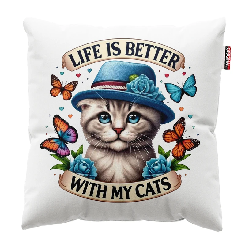 کوسن پاد آفرین مدل گربه کیوت بامزه فانتزی کد PK301988 سایز 30*30 سانتی متر