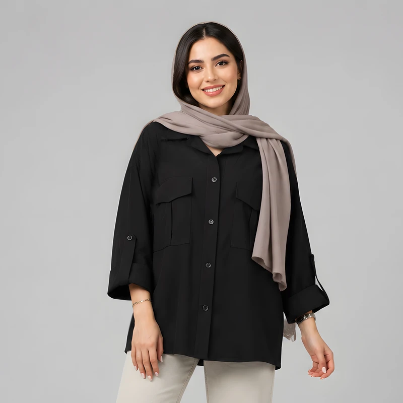 شومیز آستین بلند یقه برگردان زنانه السانا مدل نگارین کد 2575 