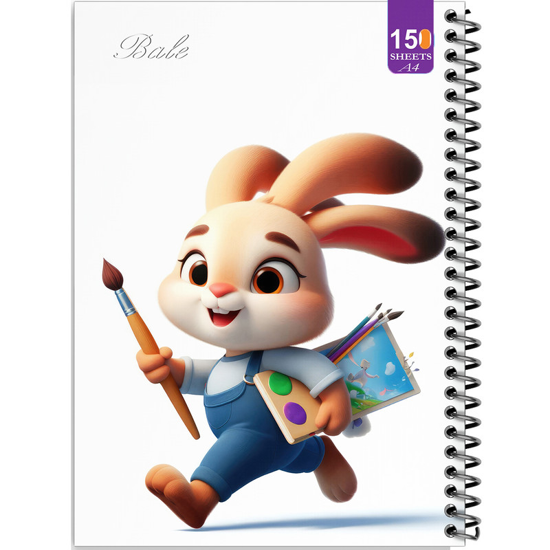 دفتر نقاشی 150 برگ انتشارات بله مدل رحلی طرح فانتزی خرگوش کوچولوی نقاش کد A4-P198