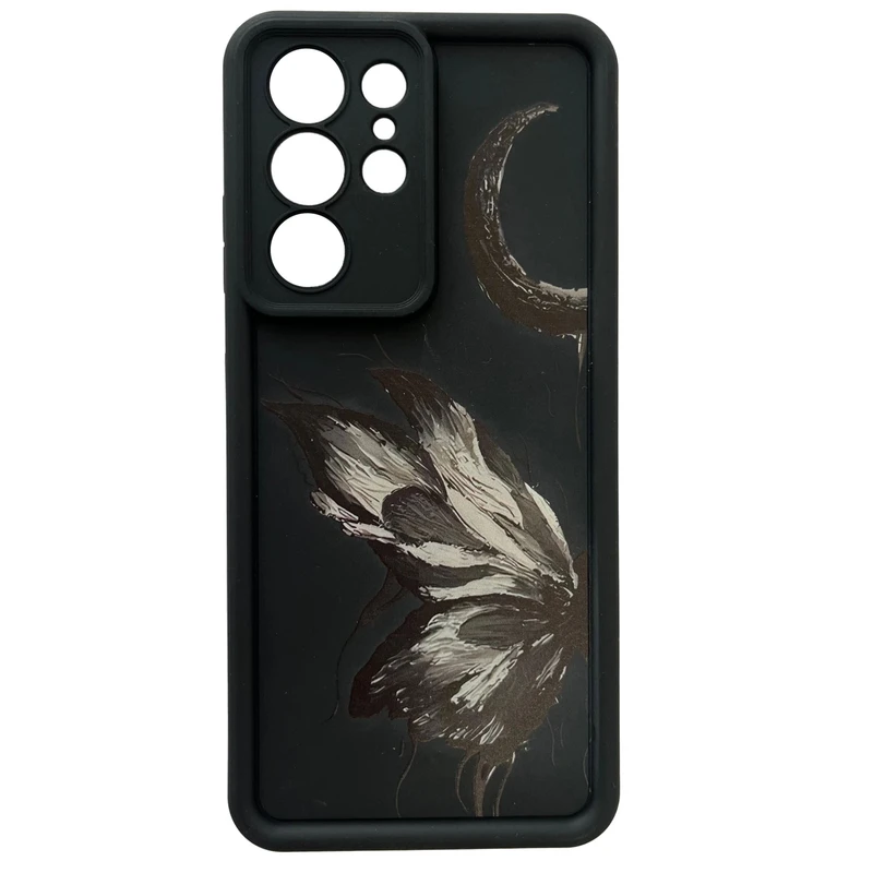 کاور مدل سولید طرح پروانه و ماه مناسب برای گوشی موبایل سامسونگ Galaxy S21 Ultra