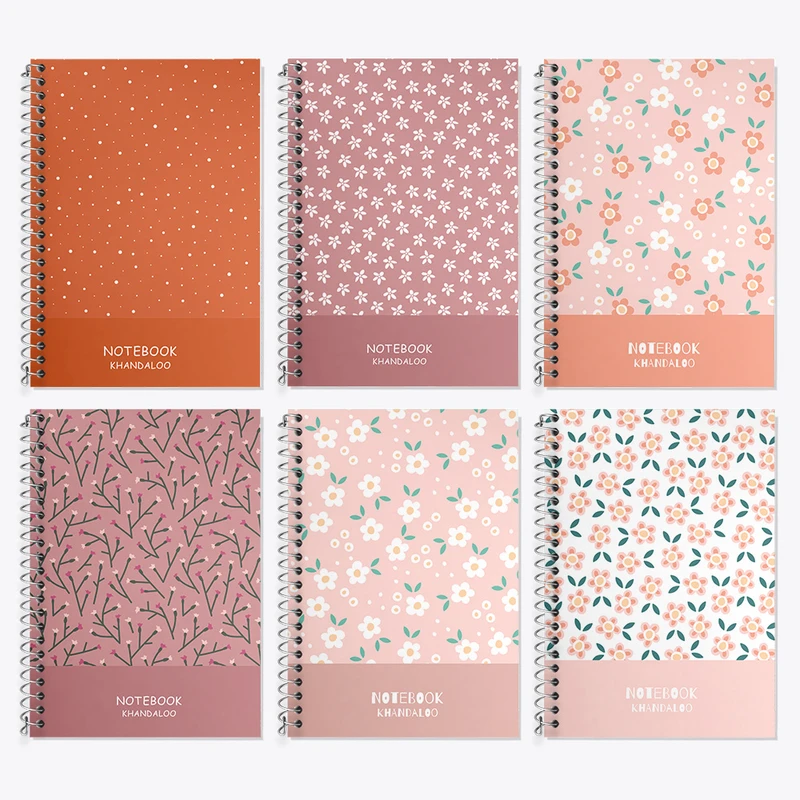 دفتر زبان 50 برگ خندالو مدل دو خط طرح گل گلی کد 79 مجموعه 6 عددی