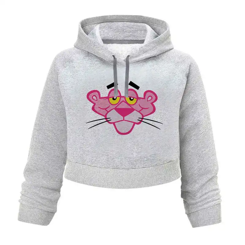 هودی کراپ زنانه مدل پلنگ صورتی کد K55 T