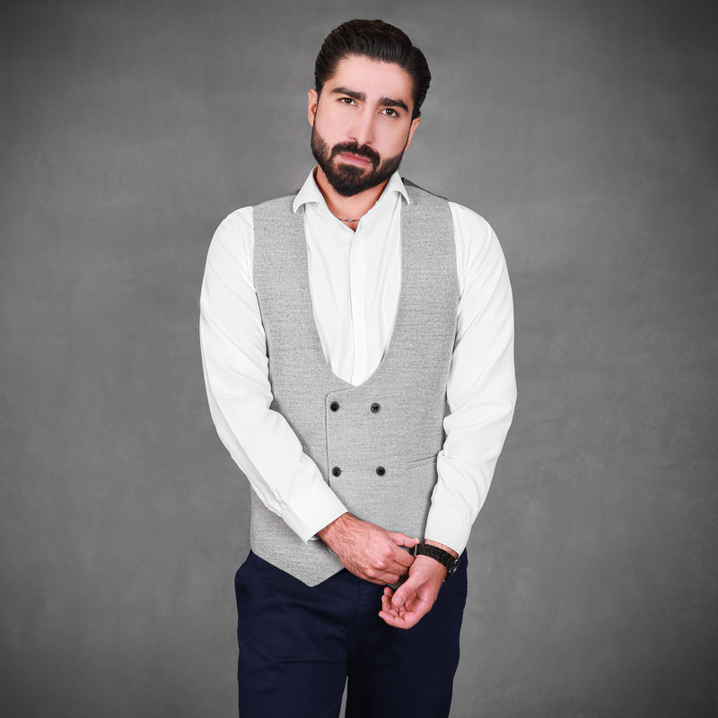 جلیقه مردانه مدل  فوتر SET رنگ طوسی