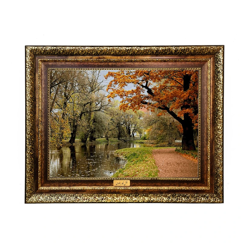 تابلو فرش ماشینی نقش نگار رضوی طرح دریاچه کد 521H