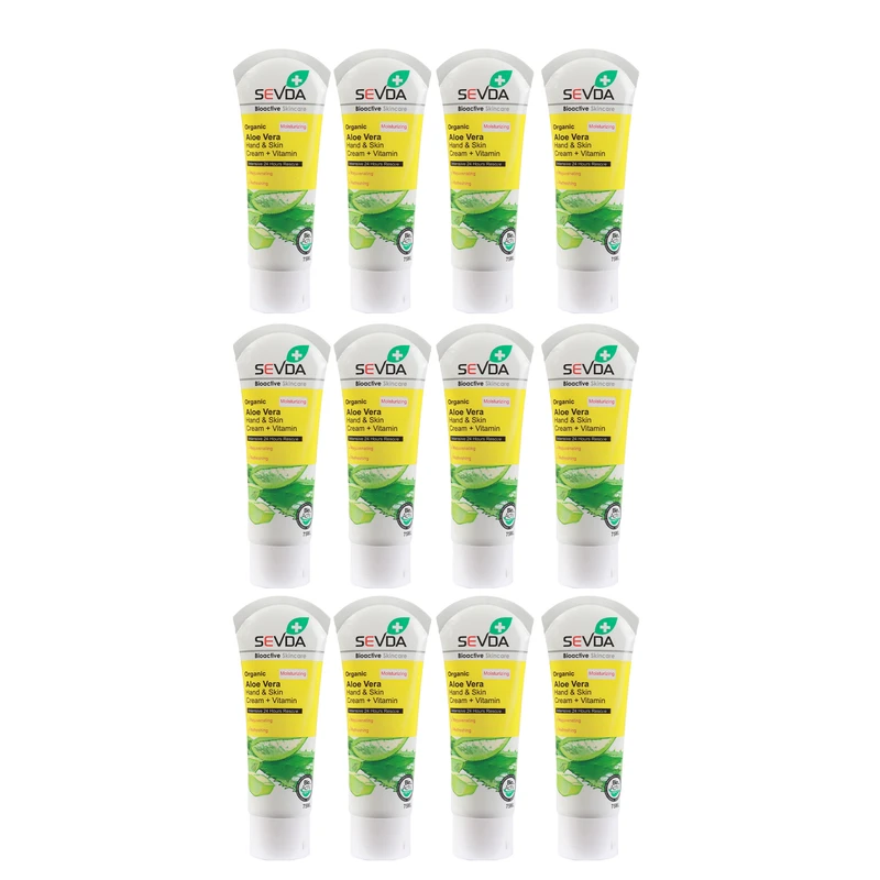 کرم آبرسان صورت و دست سودا مدل آلوئه ورا مناسب برای پوست معمولی حجم 75 میلی لیتر مجموعه 12 عددی