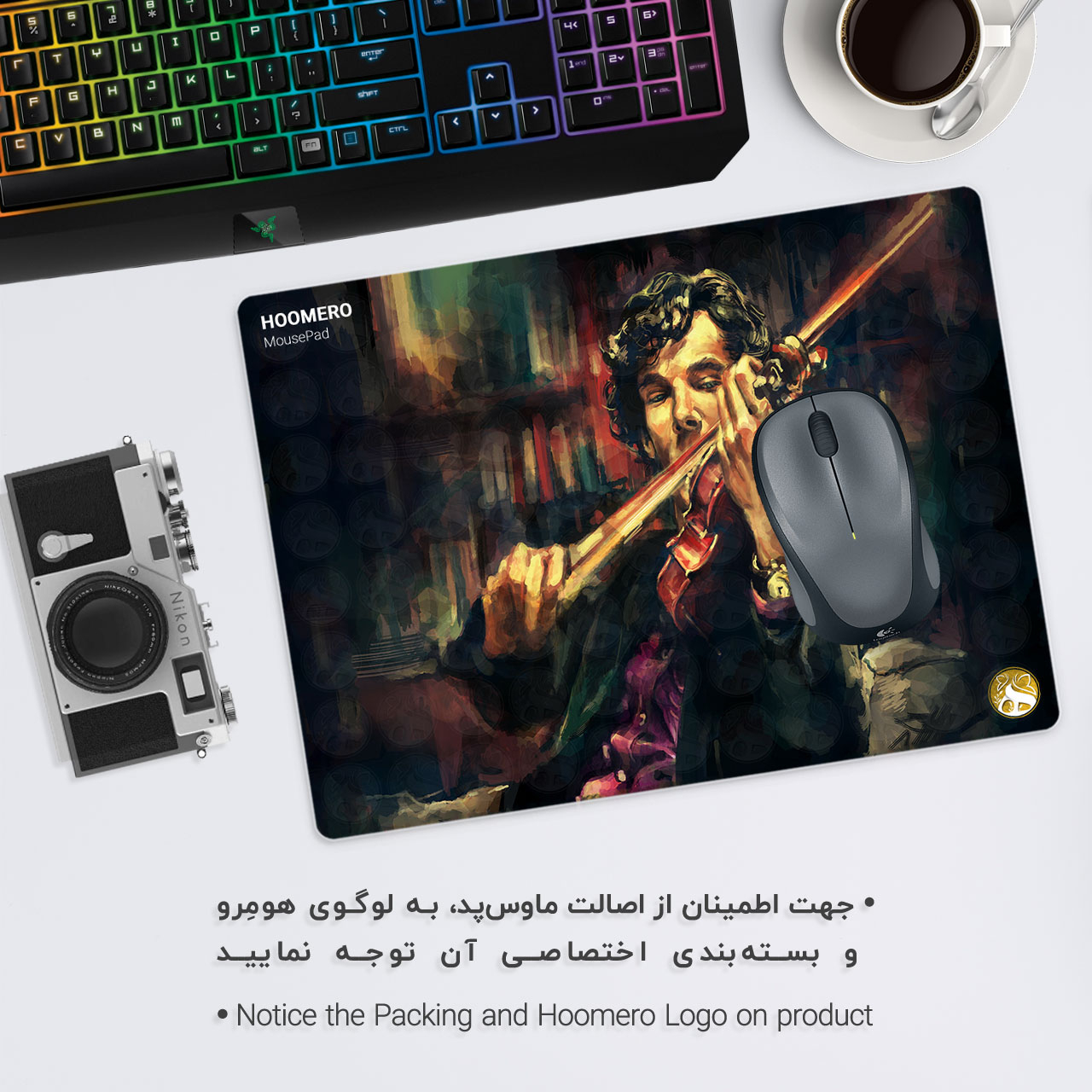 ماوس پد هومرو مدل A7674 طرح شرلوک هلمز