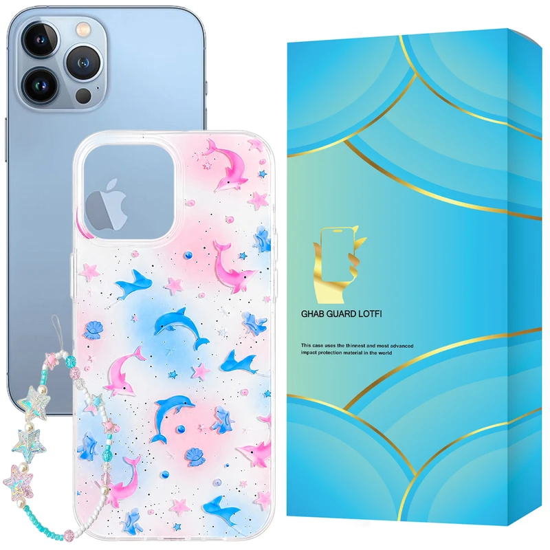 کاور قاب گارد لطفی مدل DOLPHIN مناسب برای گوشی موبایل اپل iPhone 13 Pro Max به همراه بند آویز