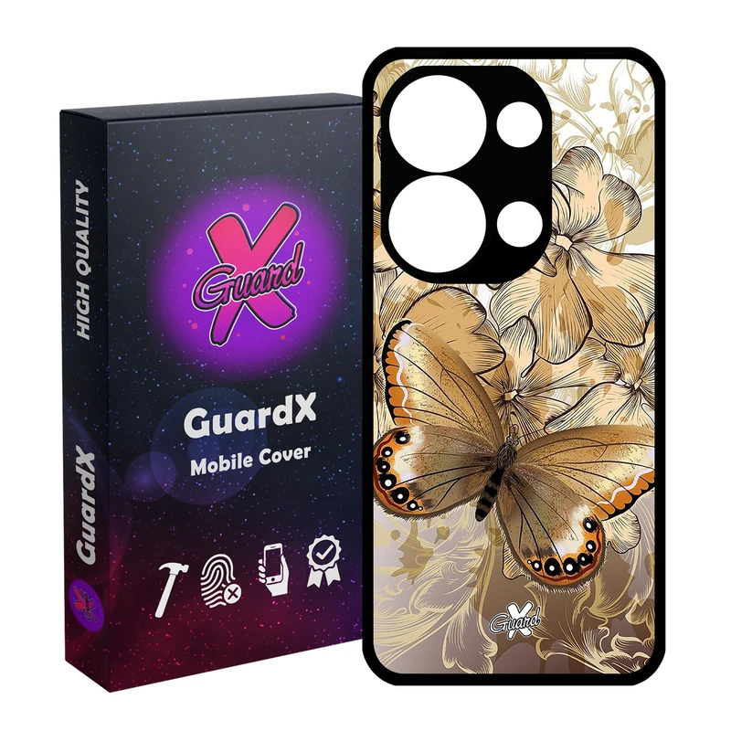 کاور گارد ایکس طرح پروانه مدل Glass10272 مناسب برای گوشی موبایل شیائومی Poco X6 5G / Note 13 Pro 5G